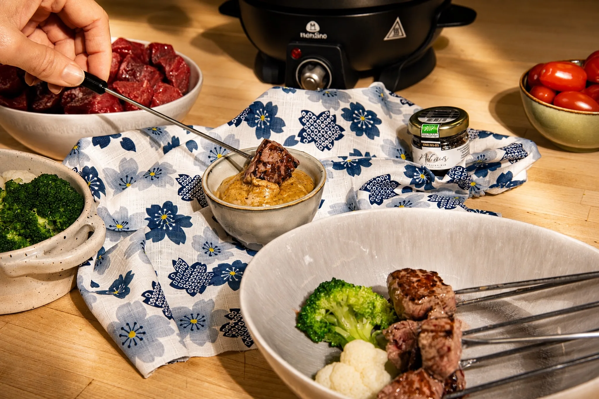 Fondue de bœuf à l’ail noir